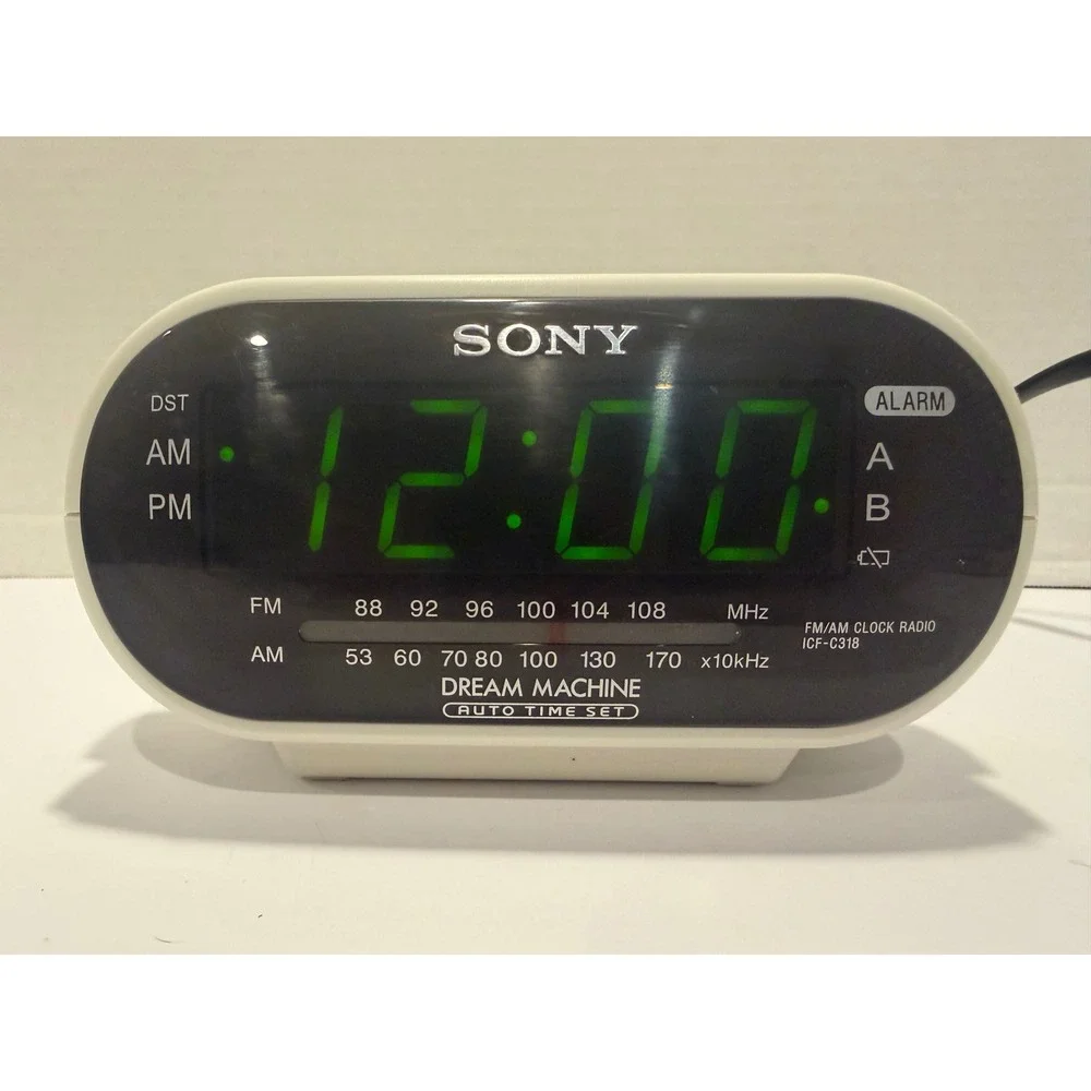 Sony Dream Machine ICF-C318 FM/AM Dual Alarm Clock Radio White Green LED Display